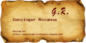 Genzinger Rozanna névjegykártya